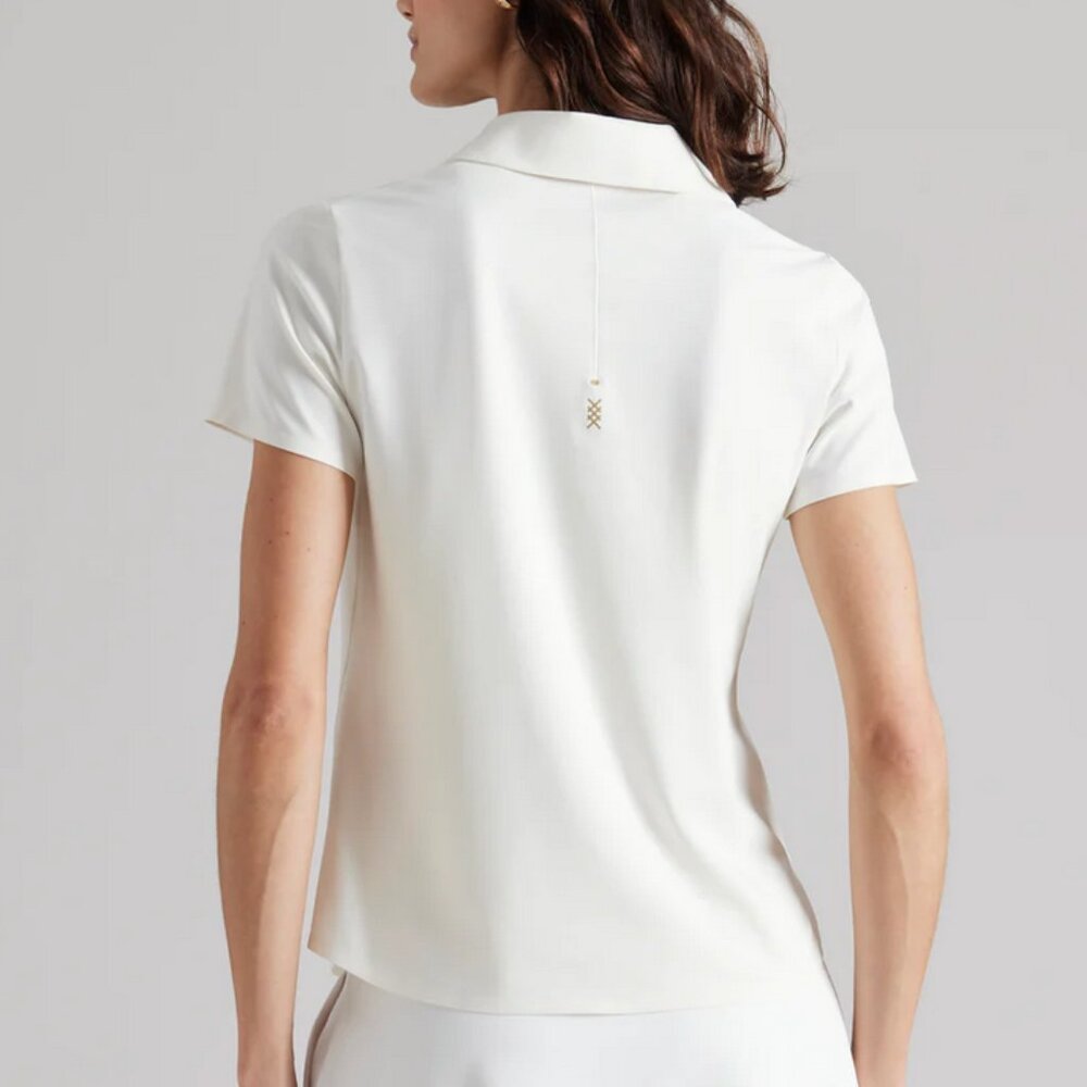 Rhone Course to Court Short-Sleeve Polo in Snow White - Picture 2 of 3